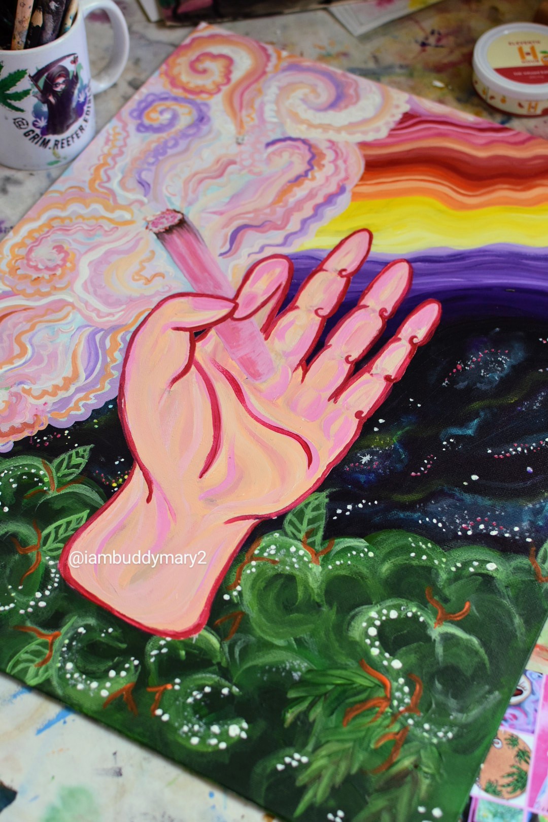 Trippy Smoking Hand Original Art