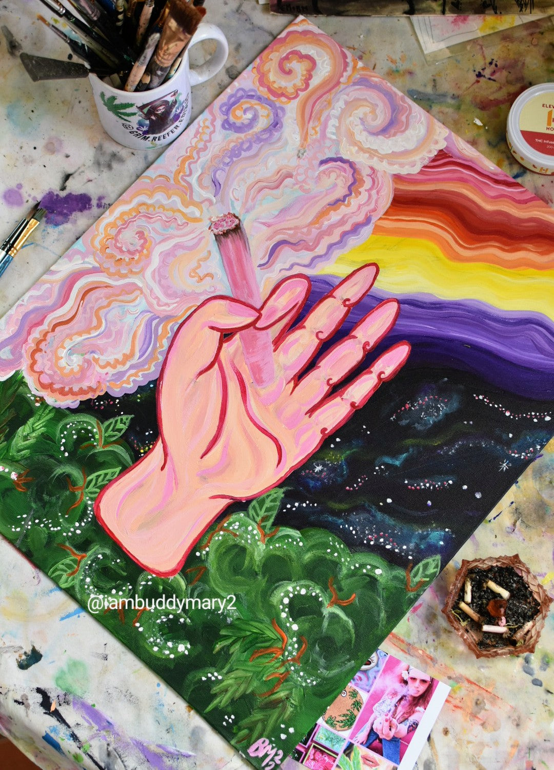 Trippy Smoking Hand Original Art