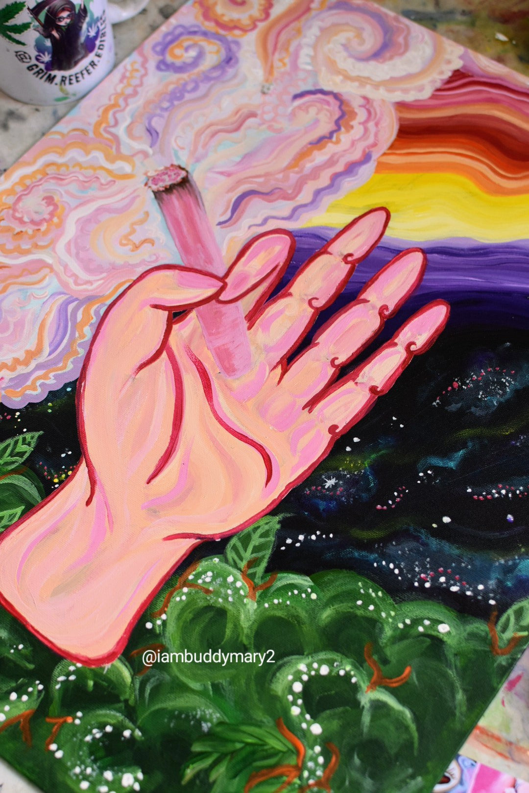 Trippy Smoking Hand Original Art
